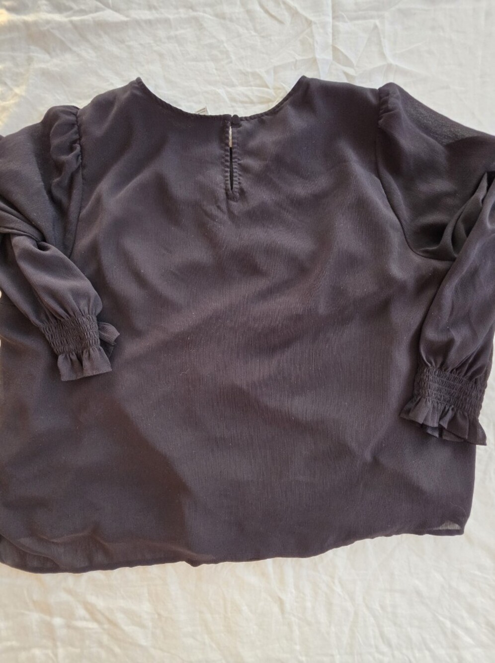 LOFT Black Long-Sleeve Smocked Cuff Blouse Size 2X - Picture 6 of 6